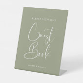 Elegante Sage Green Guestbook Pedestal Sign Sockelschild (Vorderseite)