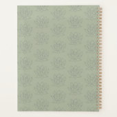 Elegante Sage Green Hübsch Floral Lotus Planer (Rückseite)
