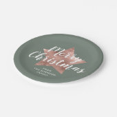 Elegante Sage Green Imitate Gold Star Frohe Weihna Pappteller (Schrägansicht)