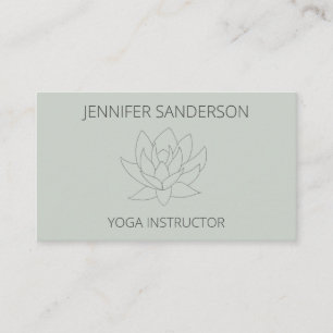 Elegante Sage Green Lotus Blume Minimalistisch Yog Visitenkarte