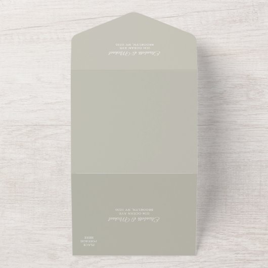 Elegante Sage Green Meal Entree Wedding RSVP All In One Einladung (Außenbereich)