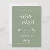 Elegante Sage Green Minimal Boho UAwg Wedding Einladung (Vorderseite)