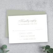Elegante Sage Green Minimal Wedding RSVP Card