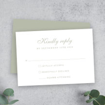 Elegante Sage Green Minimal Wedding RSVP Card