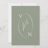 Elegante Sage Green Minimalistisch Boho Floral Wed Einladung (Rückseite)