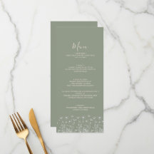 Elegante Sage Green Minimalistisch Boho Floral Wed