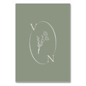 Elegante Sage Green Minimalistisch Boho Floral Wed Tischnummer (Rückseite)