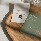 Elegante Sage Green Minimalistisch Boho QR Code Ho Einladung