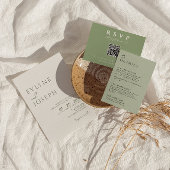 Elegante Sage Green Minimalistisch Boho Trendy Wed Einladung
