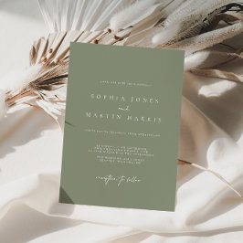 Elegante Sage Green Minimalistisch Hochzeit Einlad Einladung