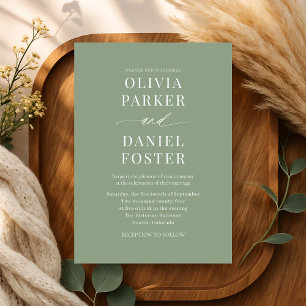 Elegante Sage Green Minimalistisch Moderne Hochzei Einladung