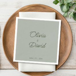 Elegante Sage Green Minimalistisch Wedding Serviette