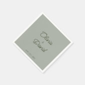 Elegante Sage Green Minimalistisch Wedding Serviette (Ecke)