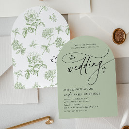 Elegante Sage Green Modern Arch Wedding Einladung