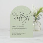 Elegante Sage Green Modern Arch Wedding Einladung (Stehend Vorderseite)
