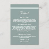 Elegante Sage Green Modern Wedding Details Begleitkarte (Vorderseite)