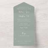 Elegante Sage Green Moderne Hochzeit All In One Einladung (Innen Boden)