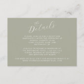 Elegante Sage Green Moderne Kalligraphie Hochzeit Begleitkarte (Vorderseite)