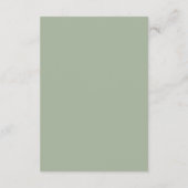 Elegante Sage Green Monogram Modern Wedding Begleitkarte (Rückseite)