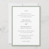 Elegante Sage Green Monogram Modern Wedding Einladung (Vorderseite)
