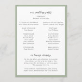 Elegante Sage Green Monogram Modern Wedding Programm (Rückseite)