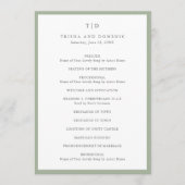 Elegante Sage Green Monogram Modern Wedding Programm (Vorderseite)