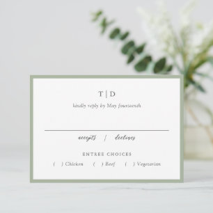 Elegante Sage Green Monogram Modern Wedding RSVP Karte