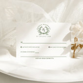 Elegante Sage Green Monogram Wappen Wedding RSVP Karte