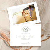 Elegante Sage Green Monogram Wappen Wedding Save The Date