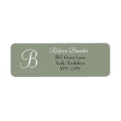 Elegante Sage Green Monogram Wedding Address Label (Vorne)