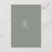 Elegante Sage Green Monogram Wedding Details Begleitkarte (Rückseite)