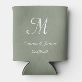 Elegante Sage Green Monogram Wedding Party Gefalle Dosenkühler
