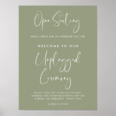 Elegante Sage Green Open Sites Unplugged Zeremonie Poster (Vorne)