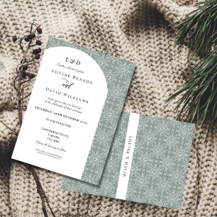Elegante Sage Green Pattern Einladung Hochzeit