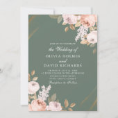 Elegante Sage Green Peony Wedding Einladung (Vorderseite)