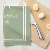 Elegante Sage Green Personalisiert Mit Monogramm Geschirrtuch (Viertel Falte)