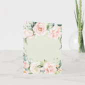 Elegante Sage Green Pink Floral Wedding Dankeskarte (Rückseite)