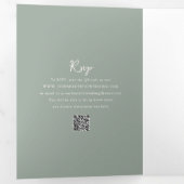 Elegante Sage Green QR Code Moderne Hochzeit Dreifach Gefaltete Einladung (Innen Erste Seite)