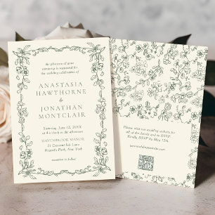 Elegante Sage Green QR Code UAWG Viktorianisch Hoc Einladung