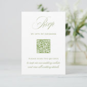 Elegante Sage Green QR Code UAWG Wedding Card RSVP Karte (Stehend Vorderseite)