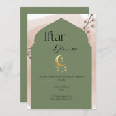 Elegante Sage Green Ramadan Iftar Einladung (Vorne/Hinten)