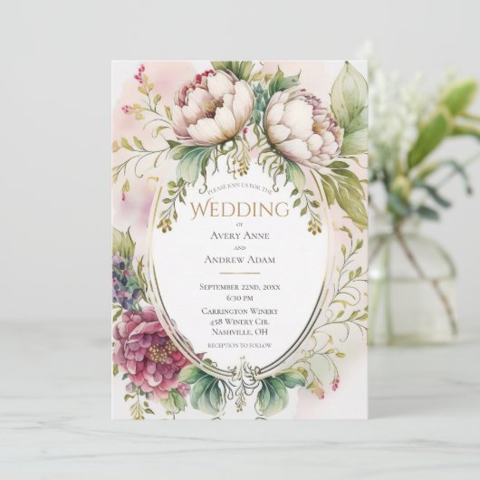 Elegante Sage Green Romantische Rustikale Hochzeit Einladung (Stehend Vorderseite)