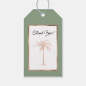 Elegante Sage Green Rose Gold Palm Tree Hochzeit Geschenkanhänger (Rückseite)