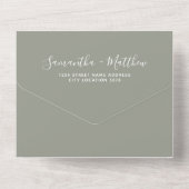 Elegante Sage Green Rustic Bohemisch Wedding All In One Einladung (Rückseite)
