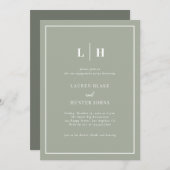 Elegante Sage Green Script Engagement Party Einladung (Vorne/Hinten)