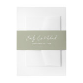 Elegante Sage Green Script Minimal Hochzeit Einladungsbanderole (Vorderseite Beispiel)