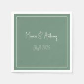 Elegante Sage Green Script Minimalistisch Wedding Serviette (Vorderseite)