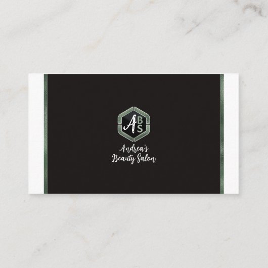 Elegante Sage Green Script Moderne Minimal Metalli Visitenkarte (Rückseite)