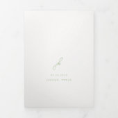 Elegante Sage Green Script Monogram Wedding Dreifach Gefaltete Einladung (Cover)
