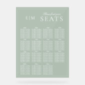 Elegante Sage Green Script Monogram Wedding Seat Acrylschild (Vorderseite)